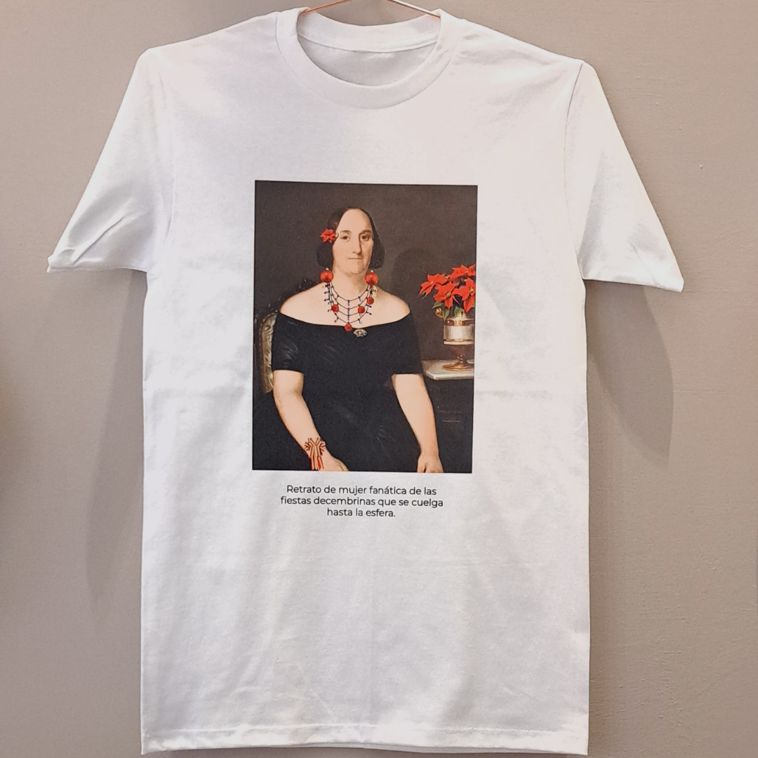 Playera "Retrato de mujer fiestas decembrinas"