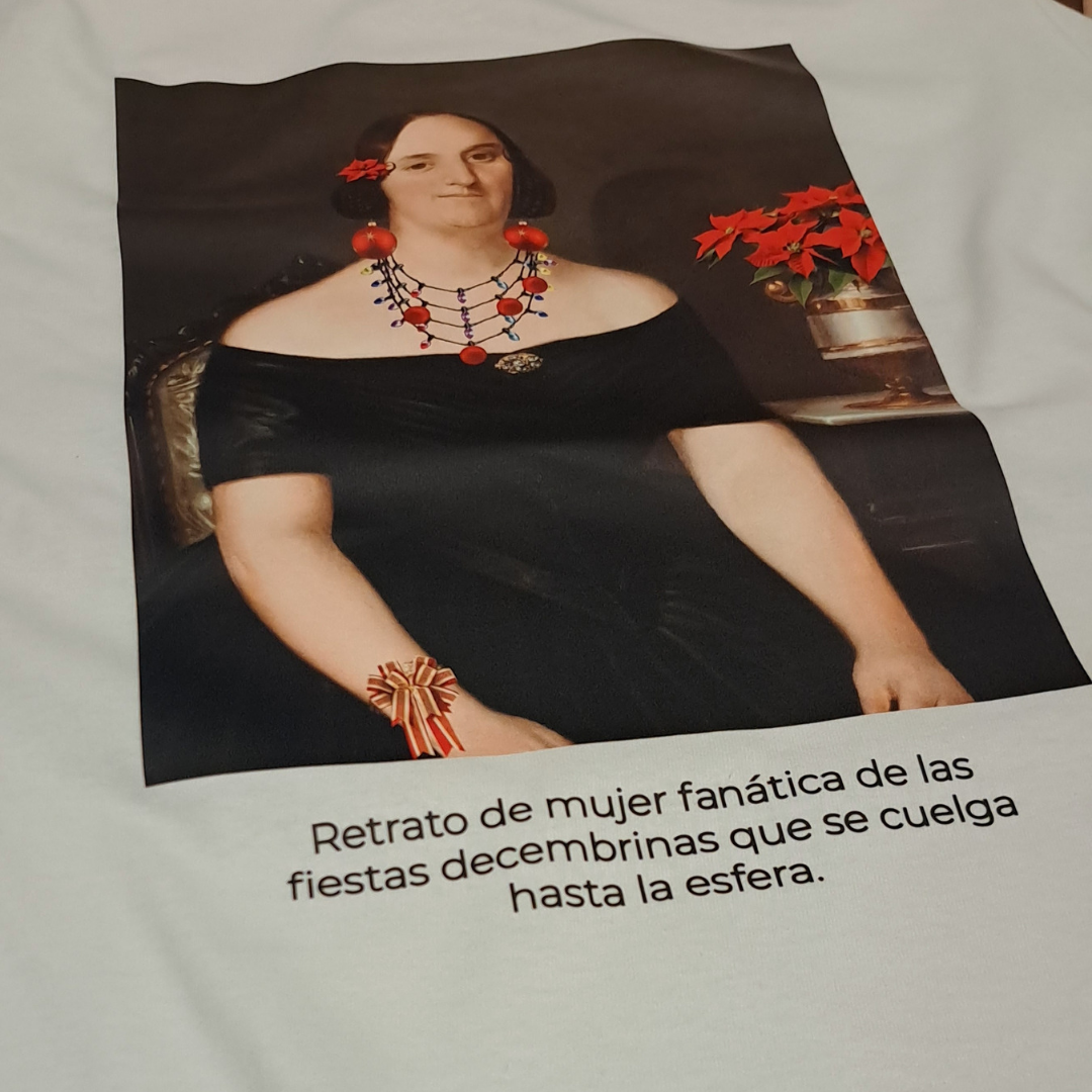 Playera "Retrato de mujer fiestas decembrinas"